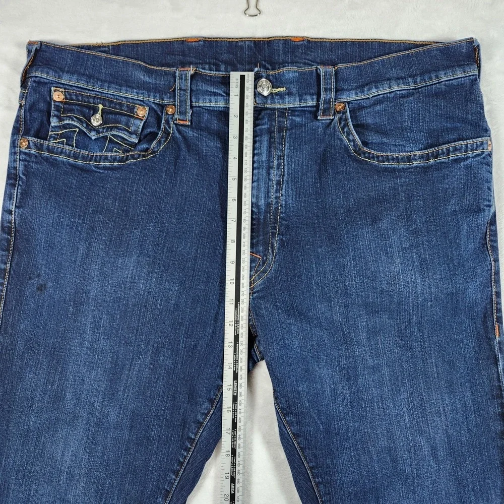 True Religion Ricky Straight Jean Men 44x32 Dark Wash Blue Excellent Flap Pocket